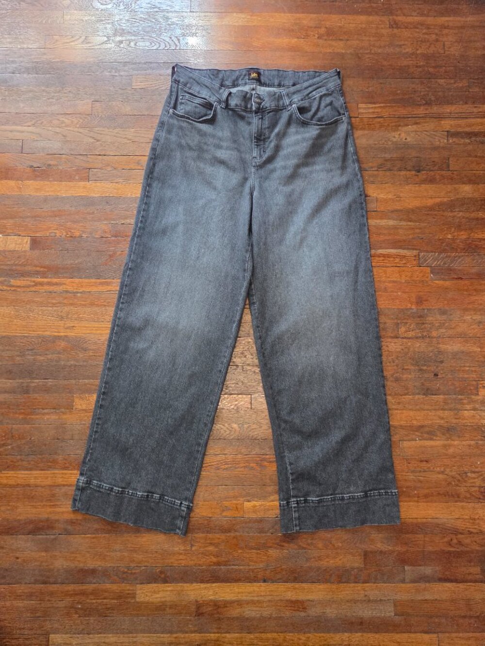 Lee High Rise Long Length Grey Wide Leg Jeans - Picture 1 of 6